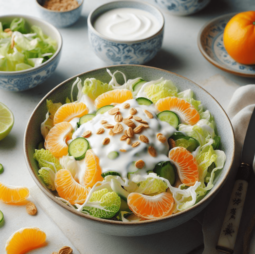 Chinakohl Gurke Mandarinen Salat mit Joghurt​