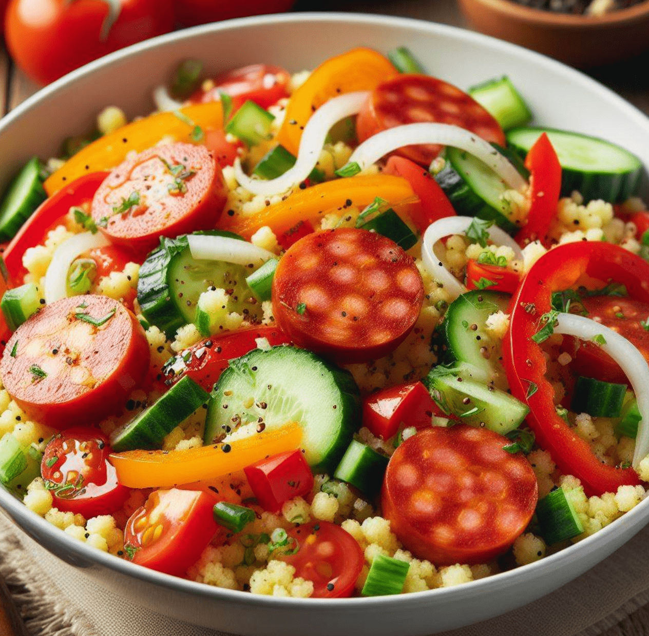 Couscous Salat mit Kabanossi