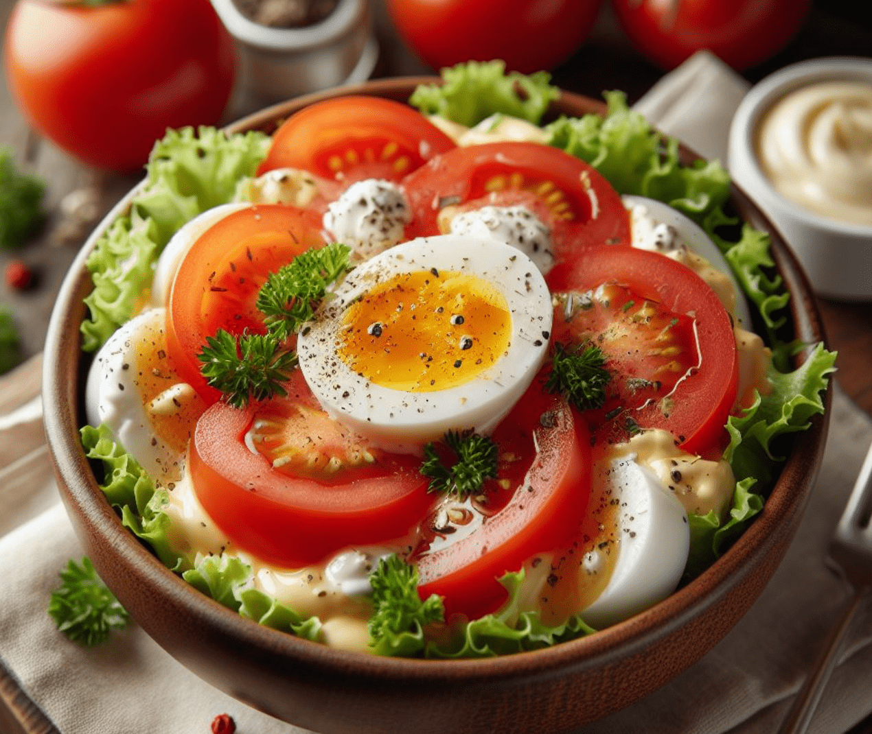 Eier Tomaten Salat mit Joghurt