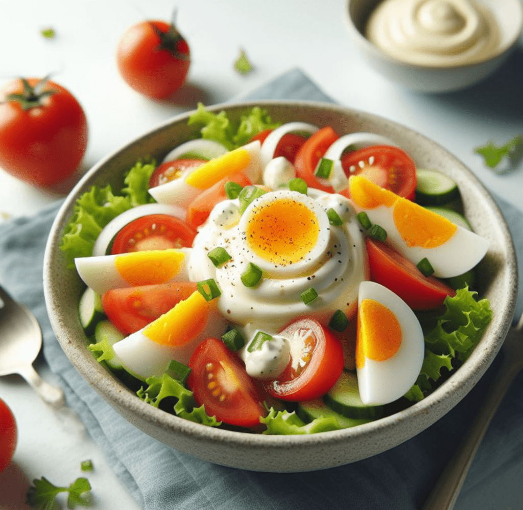 Eier Tomaten Salat mit Mayonnaise