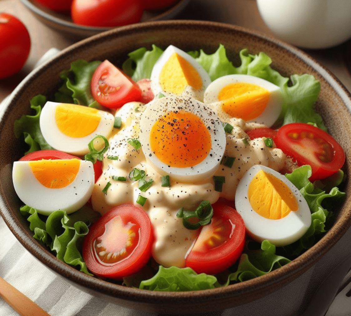 Eier Tomaten Salat mit Mayonnaise