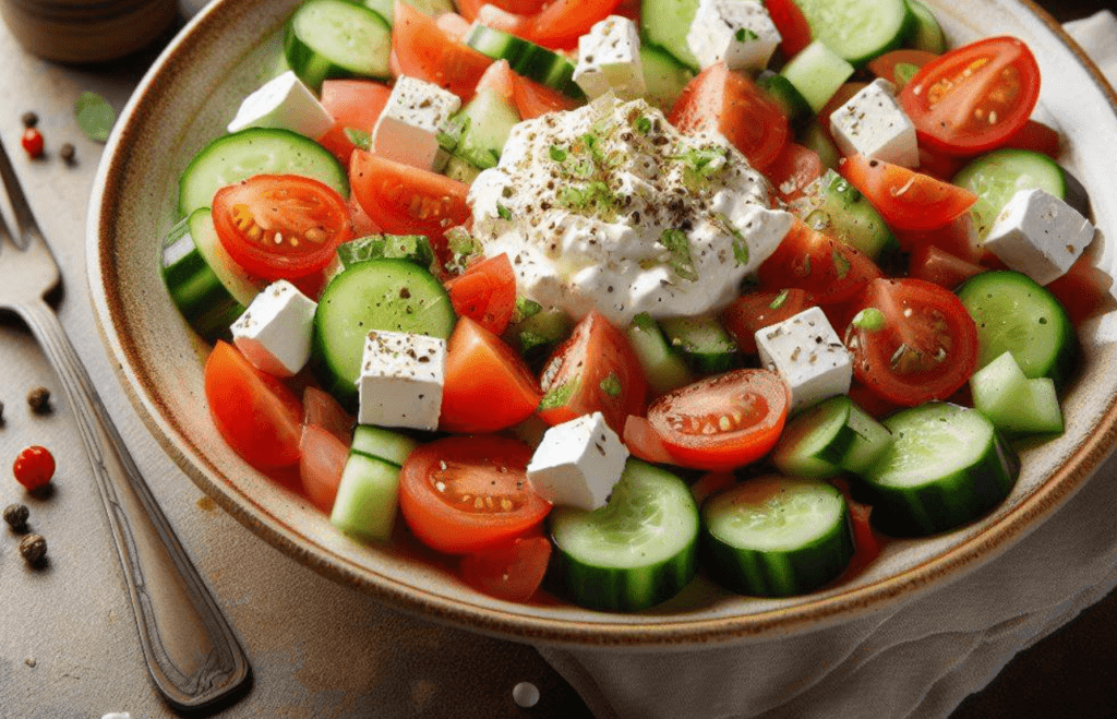 Feta Gurken Tomaten Salat Naturjoghurt