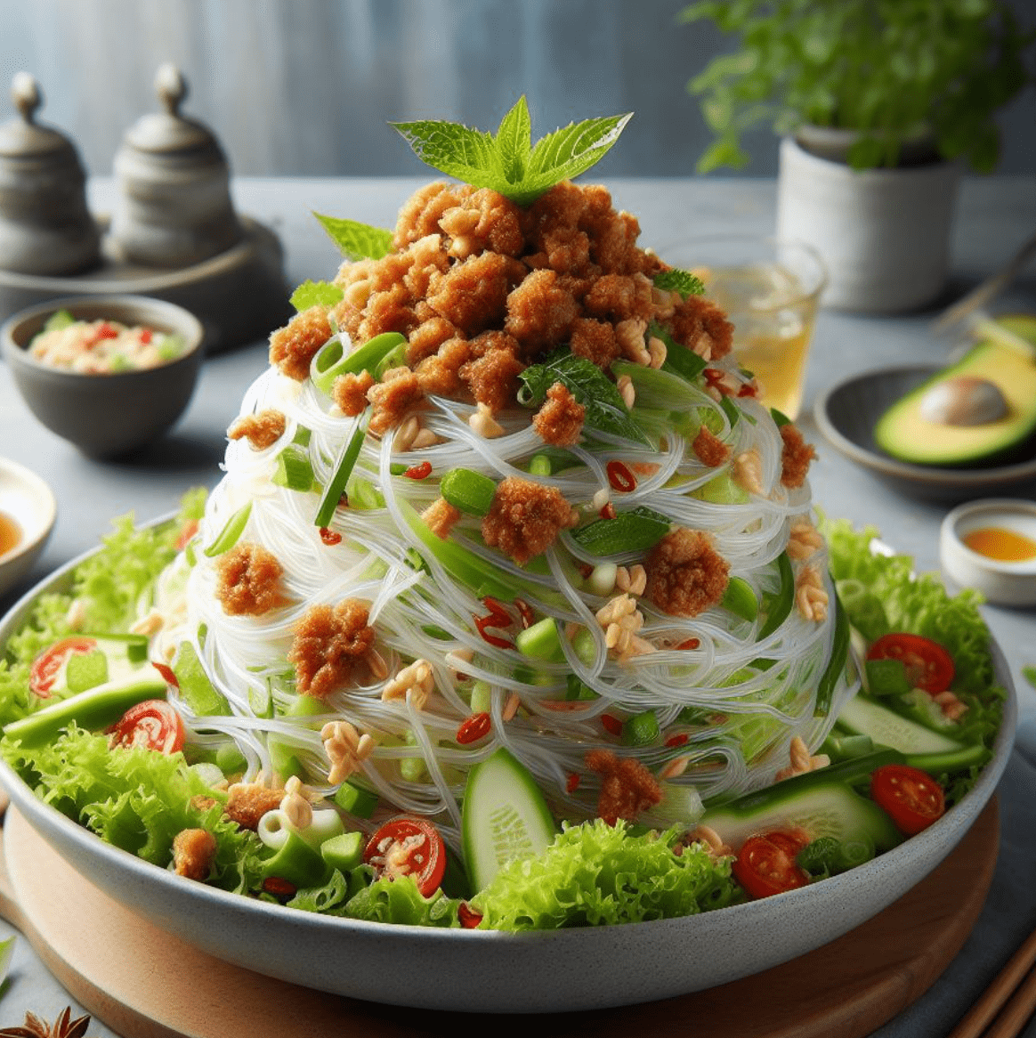 Glasnudel Salat mit Hackfleisch