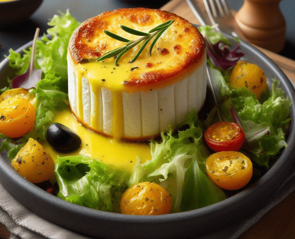 Gratinierter Ziegenkäse mit Honig auf Salat