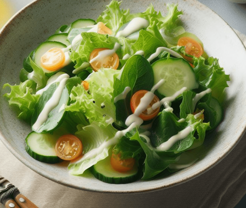 Grüner Salat mit Milch