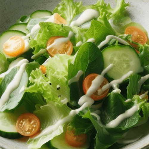 Grüner Salat mit Milch