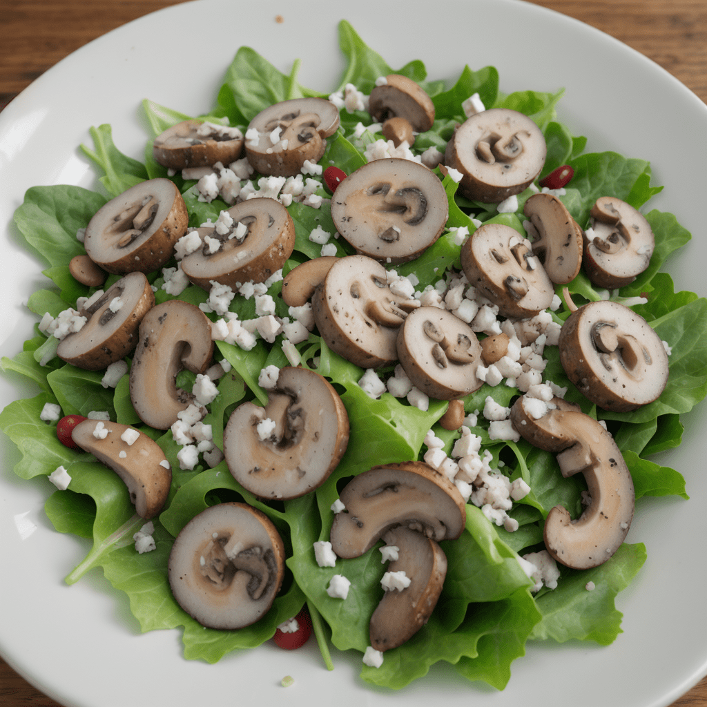 Grüner Salat mit frischen Champignons