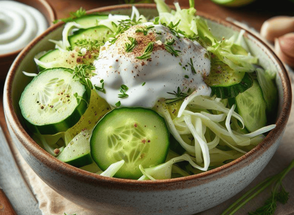 Gurken Kohlrabi Salat mit Joghurt
