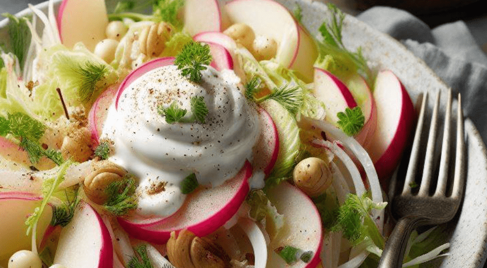 Kohlrabi Apfel Salat mit Joghurtdressing
