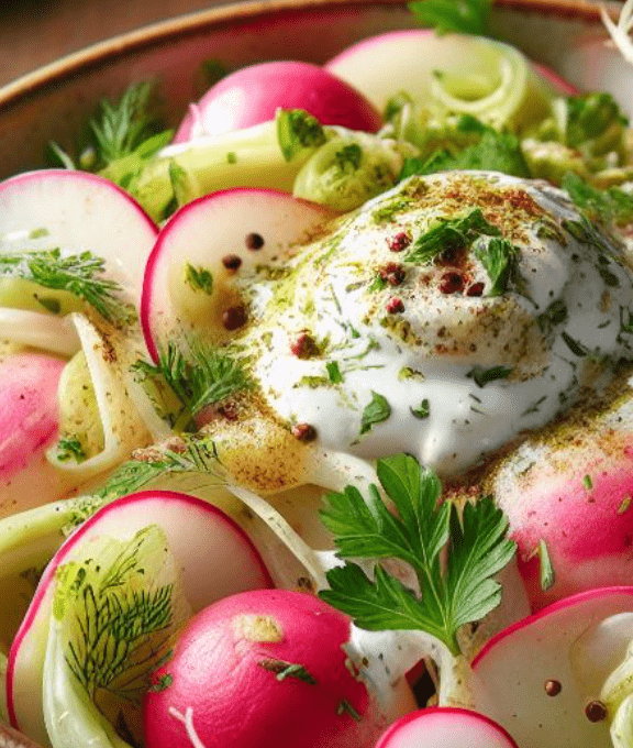 Kohlrabi Radieschen Salat Joghurt