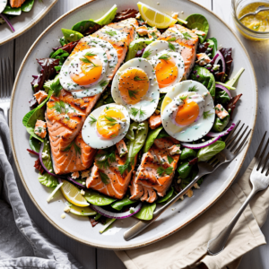 Lachs Salat mit Ei und Mayonnaise