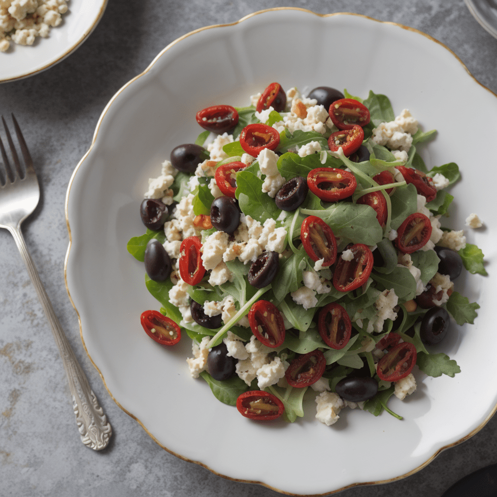 Mediterraner Salat mit getrockneten Tomaten und Oliven