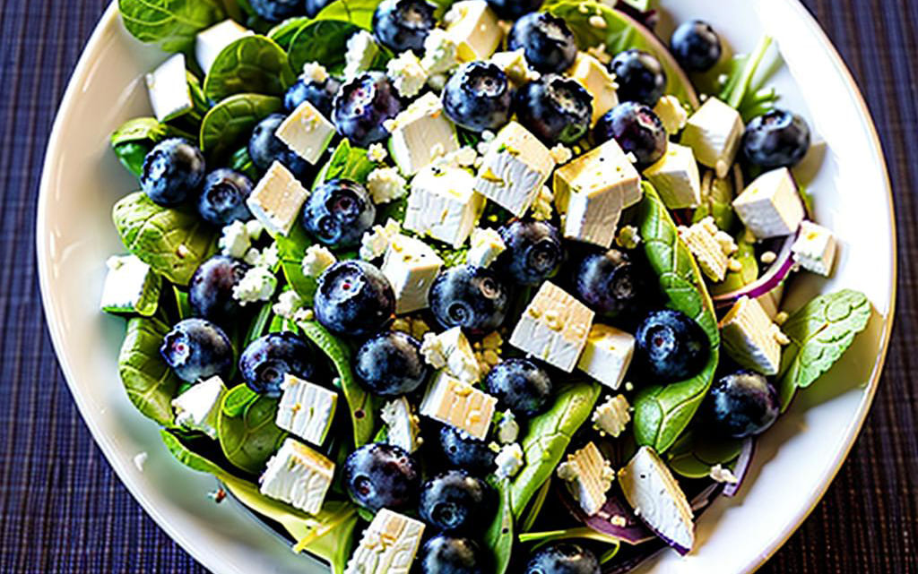 Salat mit Blaubeeren und Feta