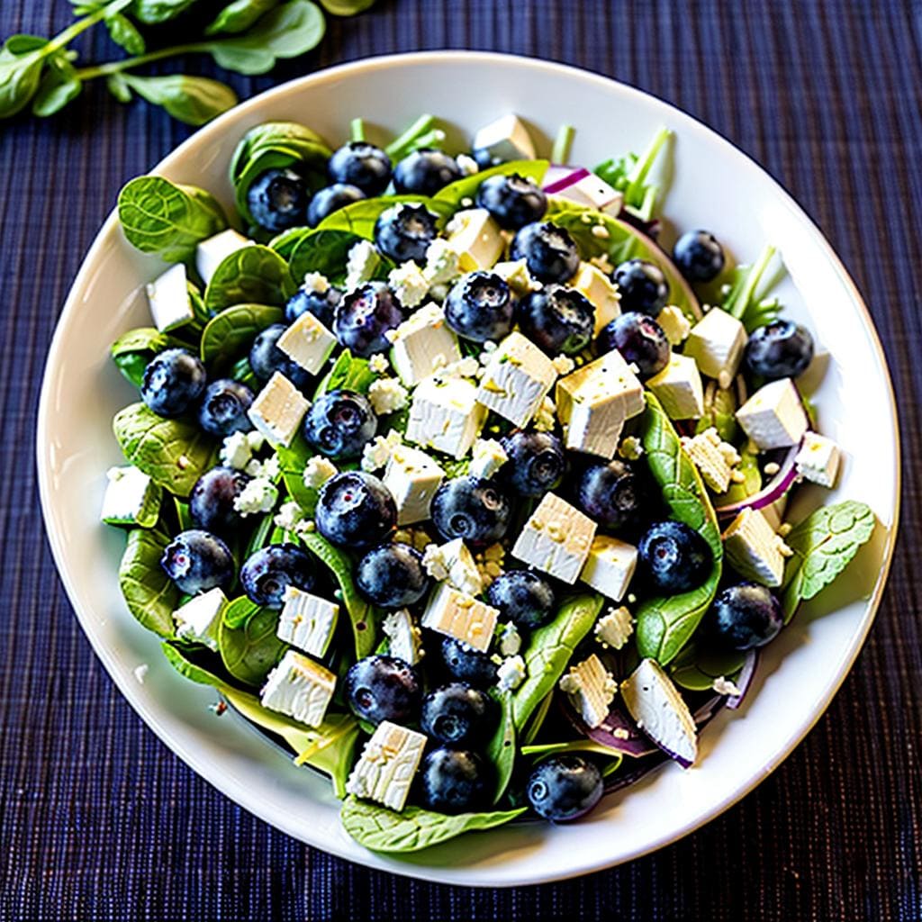 Salat mit Blaubeeren und Feta