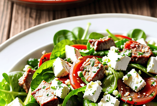 Salat mit Hackfleisch und Feta