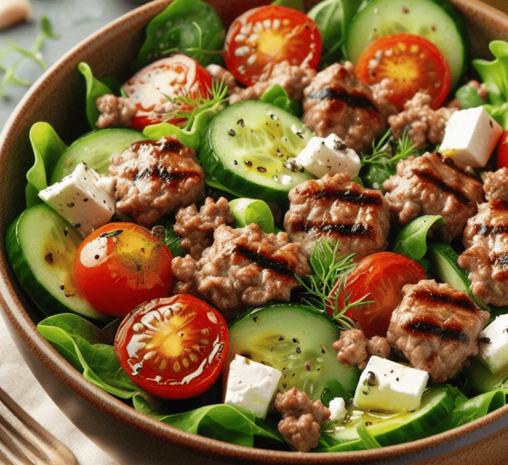 Salat mit Hackfleisch und Käse