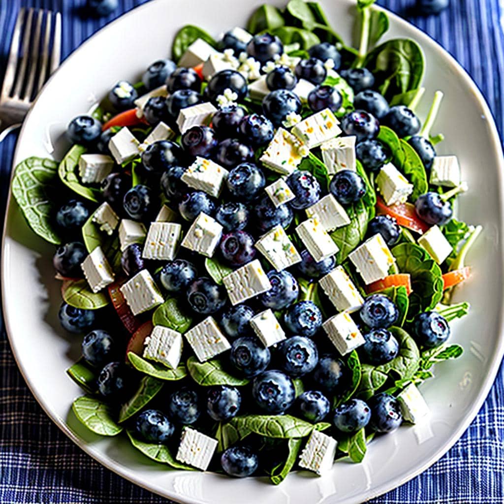 Salat mit Heidelbeeren und Feta