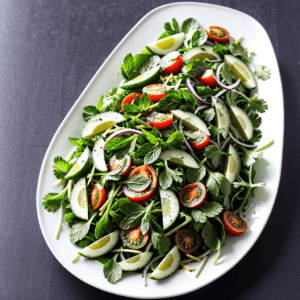 Salat mit Koriander und Minze
