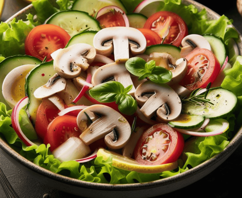 Salat mit Rohen Champignons