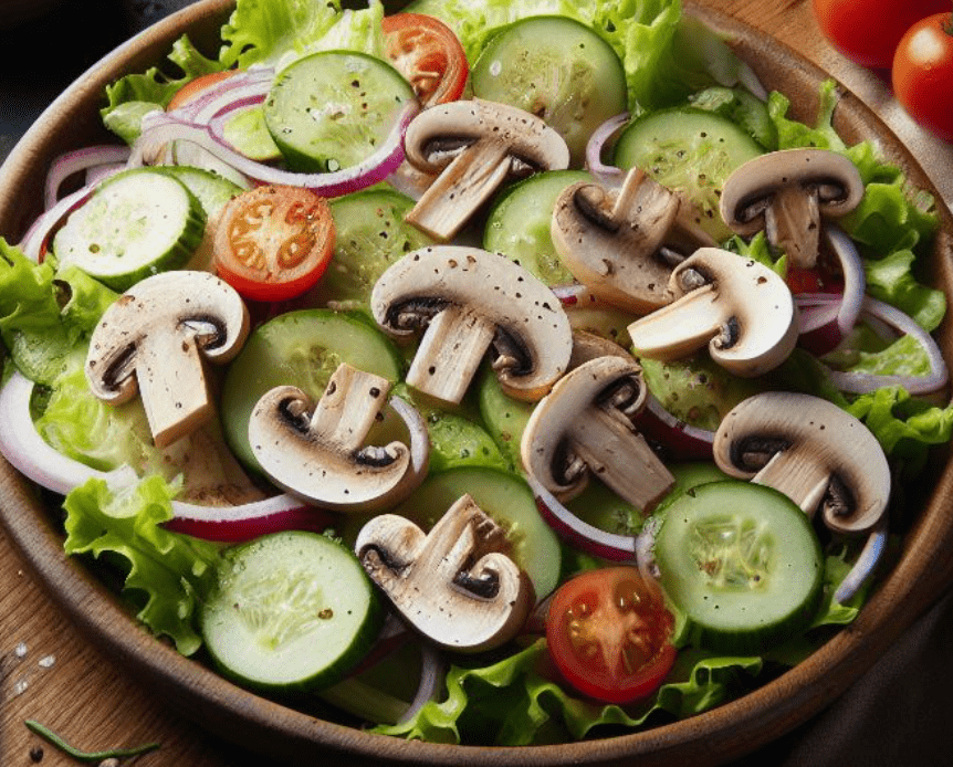 Salat mit frischen Champignons