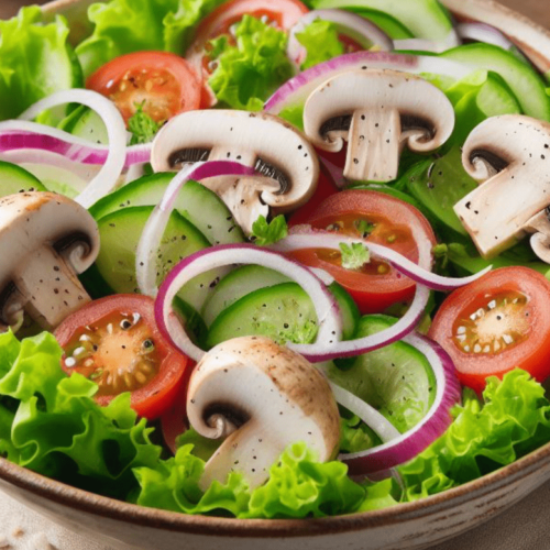 Salat mit frischen Champignons