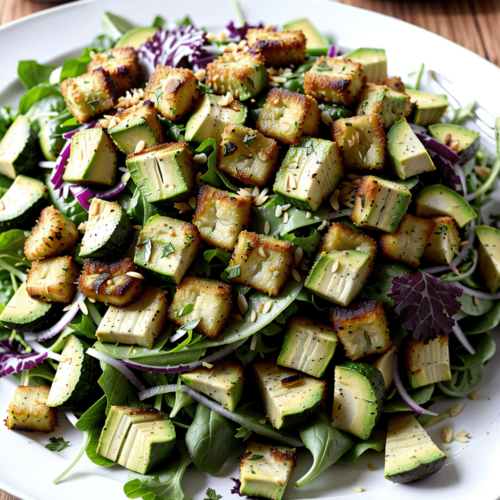 Salat mit panierten Brotstücken