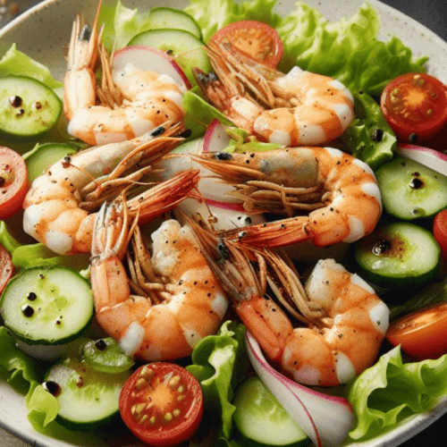 Scampi Salat Knoblauch