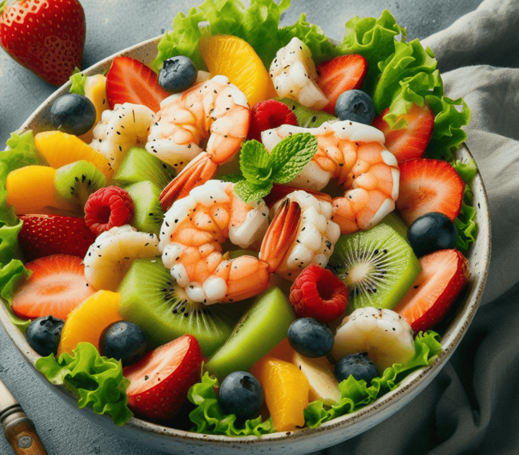 Shrimps Salat mit Früchten