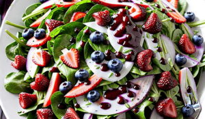 Salat mit Erdbeeren und Blaubeeren