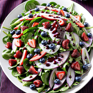 Salat mit Erdbeeren und Blaubeeren
