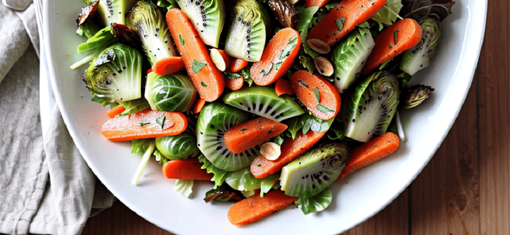 Kiwi Salat Karotten Rosenkohl