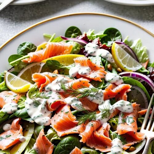 Räucherlachs Salat mit Mayonnaise