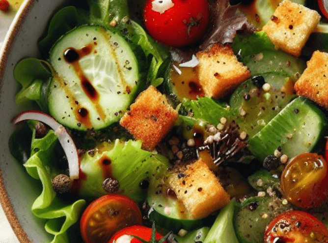 Salat mit Kürbiskernöl und Balsamico