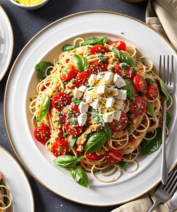Spaghetti Salat mit Feta