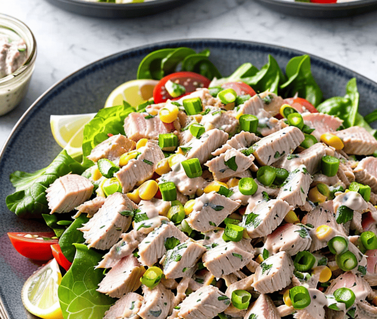 Thunfisch mit Lauchzwiebeln Salat